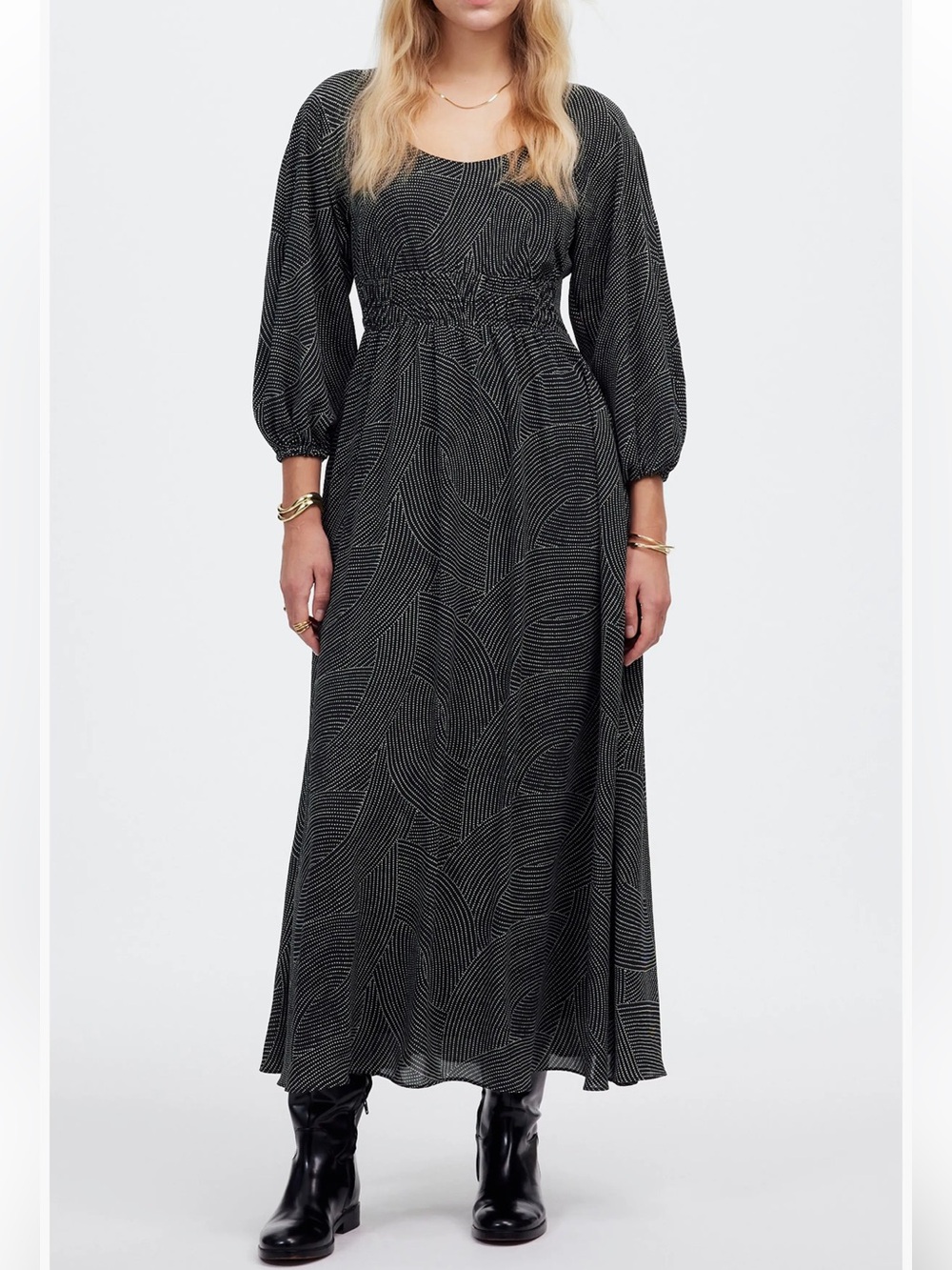 Madewell Black & White Patterned Maxi Dress